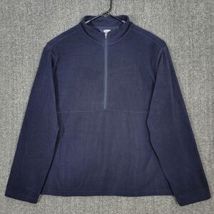 Lands End Sweater Mens XXL Blue Fleece 1/2 Zip Long Sleeve Preppy Pullover